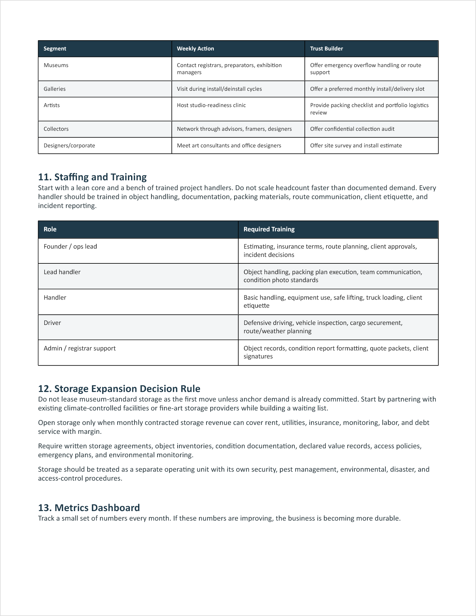 Arterial Logistics field operations and pricing page